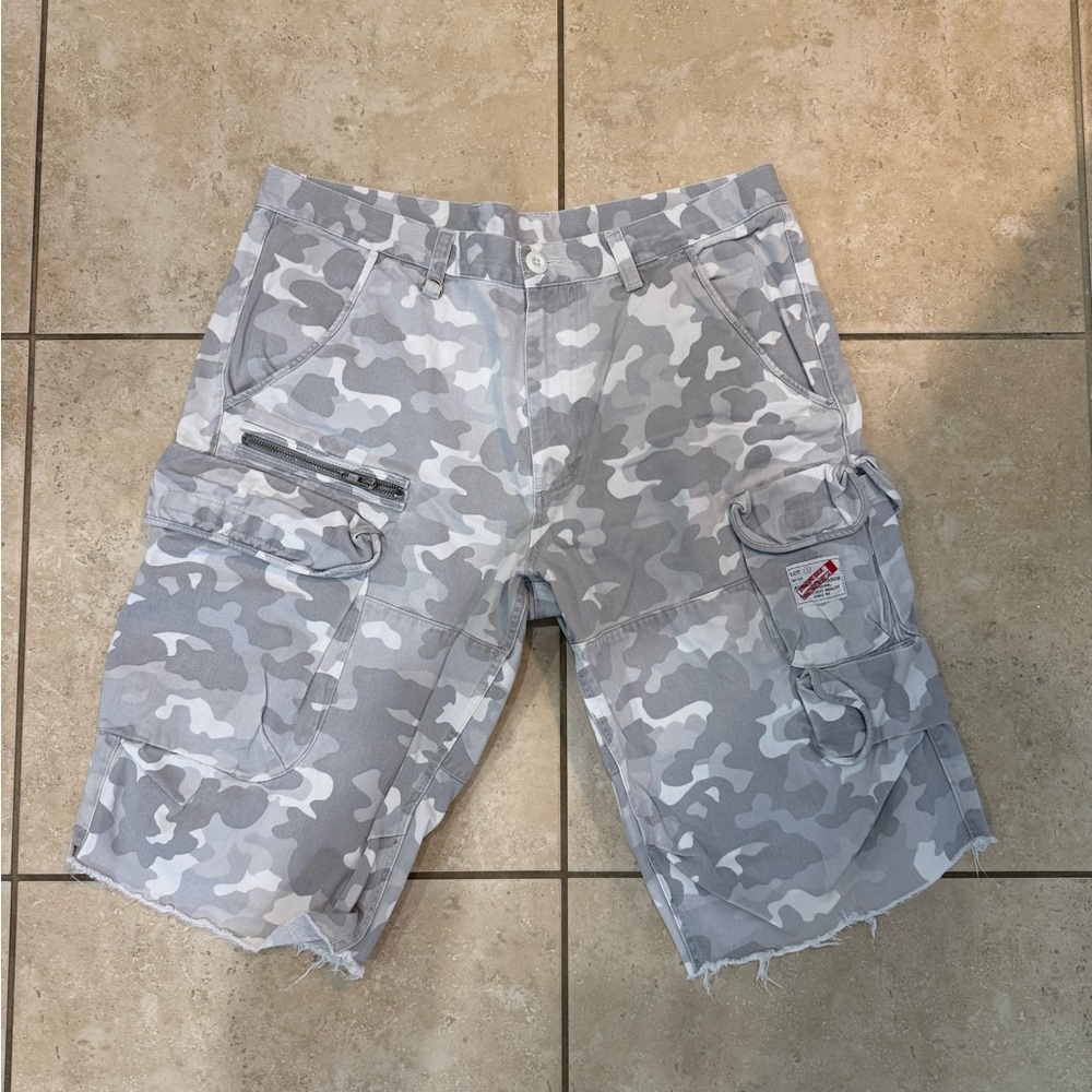 Armani Exchange Light Gray Camouflage Cargo Shorts